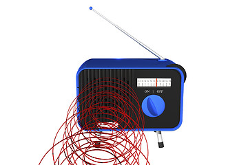 Image showing Blue radio with waves