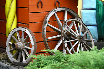 Image showing Old Wooden Wheels 