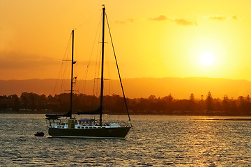 Image showing Yacht At Sunset
