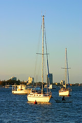 Image showing Yachts In The Setting Sun