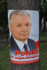 Image showing poster of presidential polish candidate Jaroslaw Kaczynski 