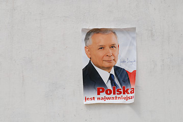 Image showing poster of presidential polish candidate Jaroslaw Kaczynski 