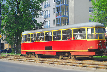 Image showing Electrically powered bus in Warsaw, Poland