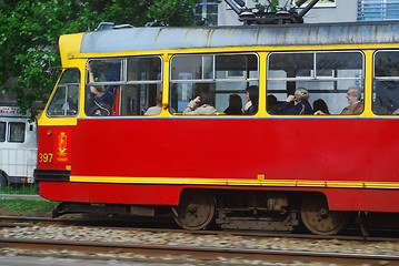 Image showing Electrically powered bus in Warsaw, Poland