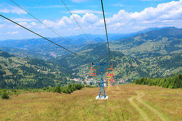 Image showing Skilift in Borsa - view over the mountains and the resort