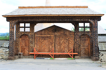 Image showing Traditional wooden gate from Maramures, Romania