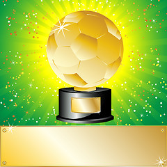 Image showing Golden Ball Soccer Trophy Champion. 