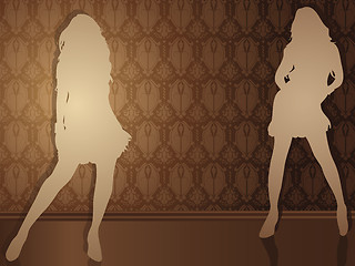 Image showing Sexy girls against damask background.