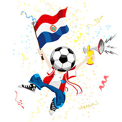 Image showing Paraguay Soccer Fan with Ball Head.