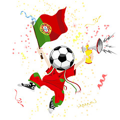 Image showing Portugal Soccer Fan with Ball Head. 