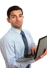 Image showing Businessman with laptop computer