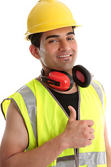 Image showing Smiling builder thumbs up