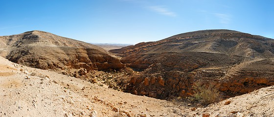 Image showing Mountainous desert landscape near the Dead Sea