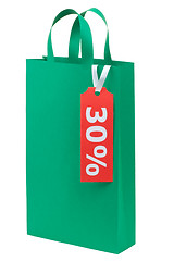 Image showing One green color shopping bag