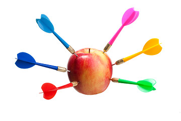 Image showing Apple as aim for darts