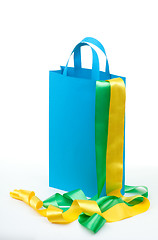 Image showing Shopping bag with color ribbons