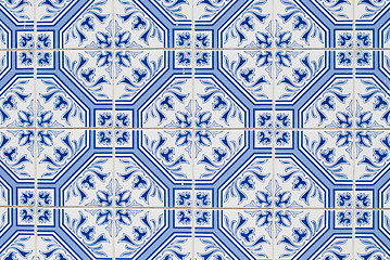 Image showing Traditional Portuguese glazed tiles