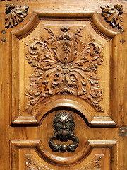 Image showing Carved wood door