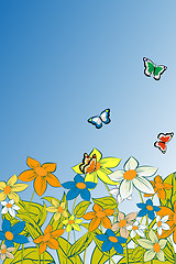 Image showing  flowers and butterflies