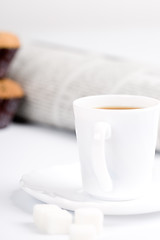 Image showing coffee, sugar, muffins and newspapers