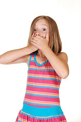 Image showing Young girl said to much.