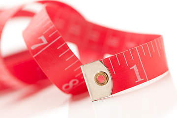 Image showing Red Measuring Tape on White