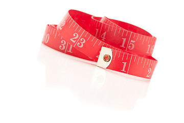 Image showing Red Measuring Tape on White