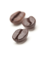 Image showing Three Roasted Coffee Beans on White