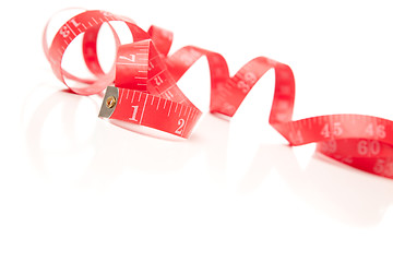 Image showing Red Measuring Tape on White