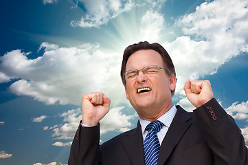 Image showing Excited Businessman  Expresses His Excitement Outside