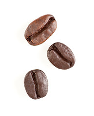 Image showing Three Roasted Coffee Beans on White