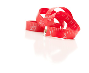 Image showing Red Measuring Tape on White