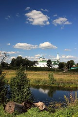 Image showing Suzdal in summer. Kremlin and river Kamenka