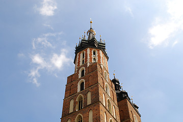 Image showing The tower of Mariacki Church in Cracow