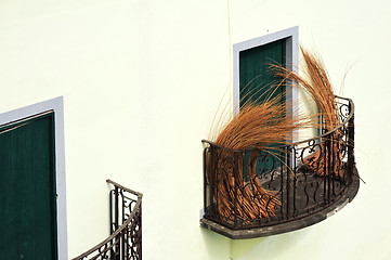 Image showing Balcony at old house in Madeira with package of wicker