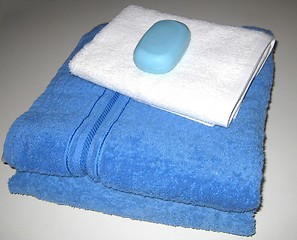 Image showing Towels and soap