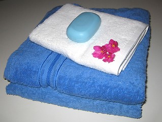 Image showing Towels and soap