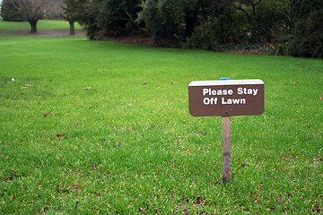 Image showing Stay off the lawn