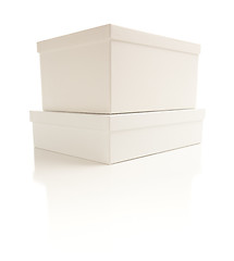 Image showing Stacked White Boxes with Lids Isolated on Background