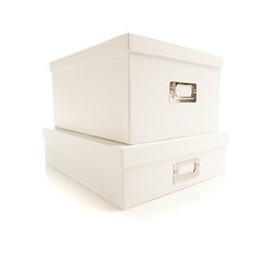 Image showing Stacked White File Boxed Isolated on Background