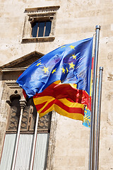 Image showing Three flags in Valencia