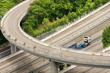 Image showing highway and freight train