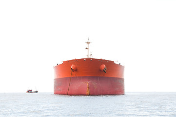 Image showing High key photo of orange oil tanker.