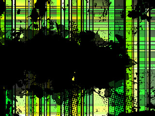 Image showing Checkered Green Grunge Background.