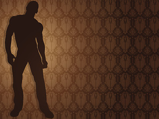 Image showing Sexy boy against damask background