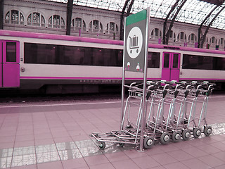 Image showing pink train station