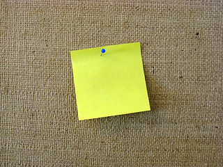 Image showing Yellow note paper with pin