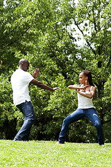 Image showing Martial Arts excercise couple