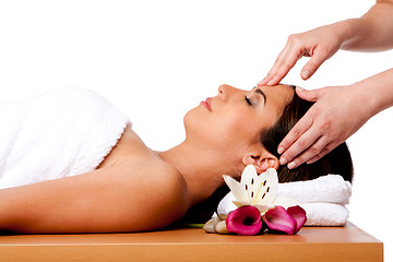 Image showing Facial massage in spa