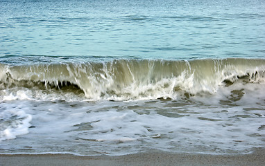 Image showing eye level view of wave crashing